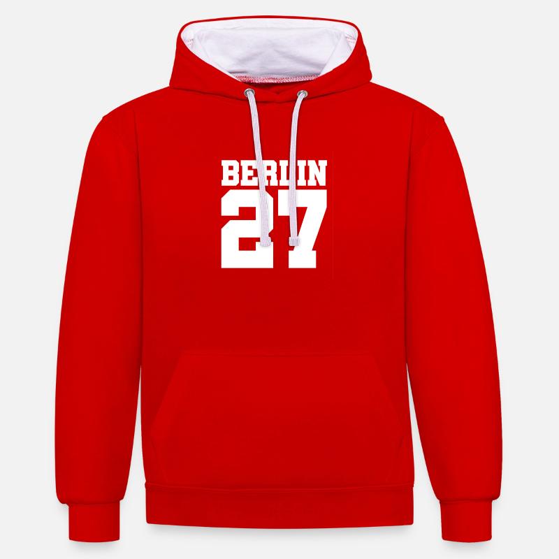 Berlin 27 - Bezirk - Postleitzahl - Geschenkidee - Kontrast-Hoodie - Rot/Weiß