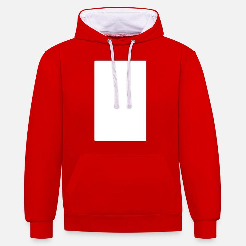 Rectangle - Blanc - Carré - Sweat à capuche contrasté - rouge/blanc