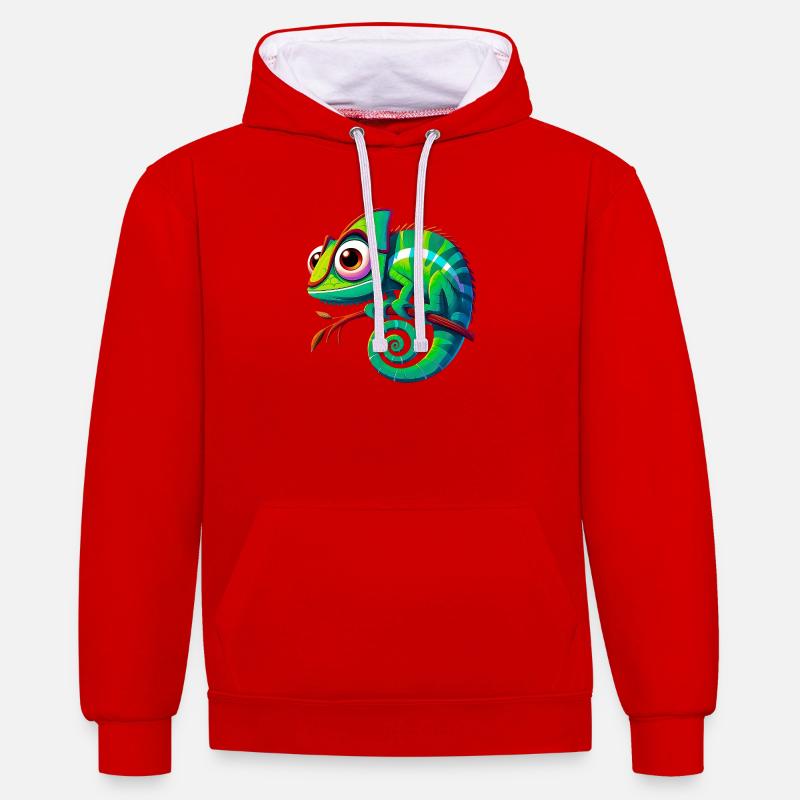Caméléon - Sweat à capuche contrasté - rouge/blanc