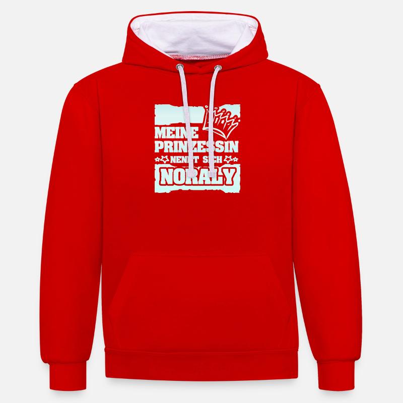 Cadeau pour Noraly - Sweat à capuche contrasté - rouge/blanc
