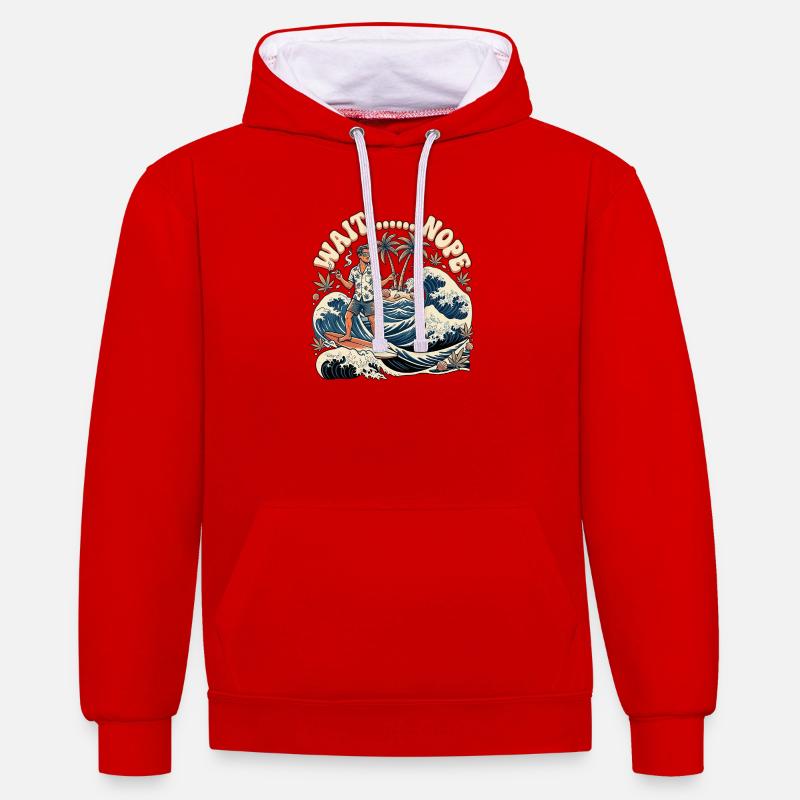 Attends non - Sweat à capuche contrasté - rouge/blanc