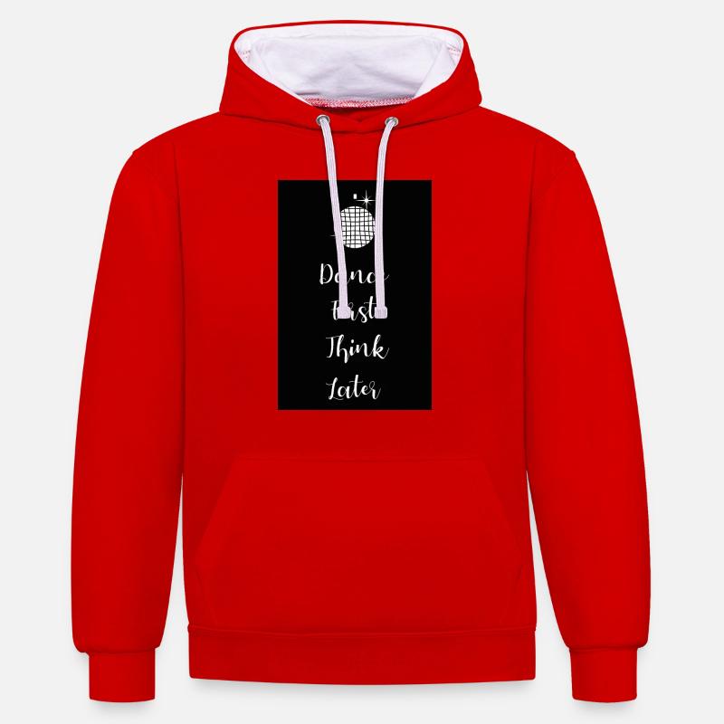 Dance first think later lettering - Sweat à capuche contrasté - rouge/blanc