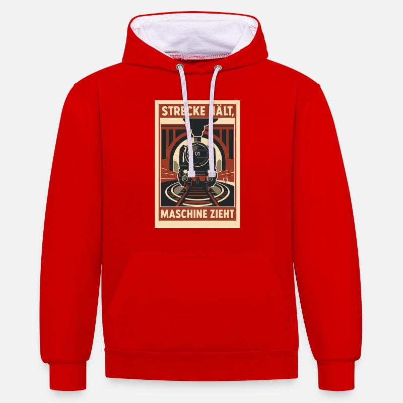 Railway Track Holds Machine Pulls - Contrast hoodie - red/white