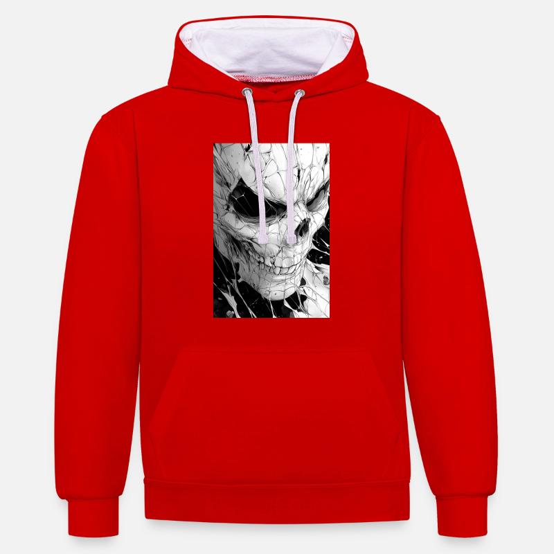 Skull Net Noir & Blanc - Sweat à capuche contrasté - rouge/blanc