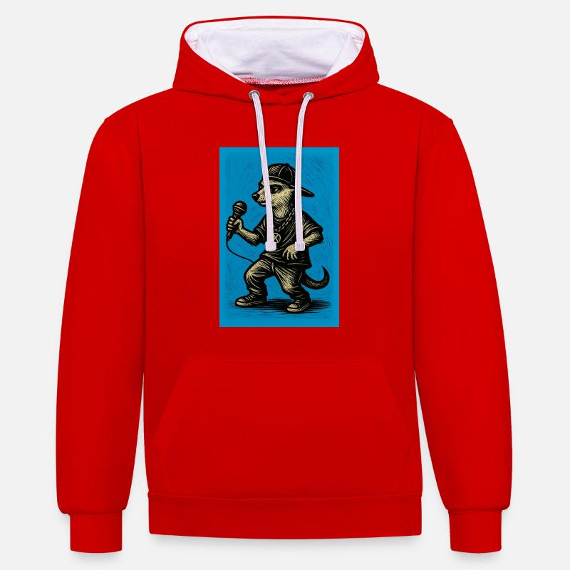 erdmännchen - comic-helden 3 - Kontrast-Hoodie - Rot/Weiß
