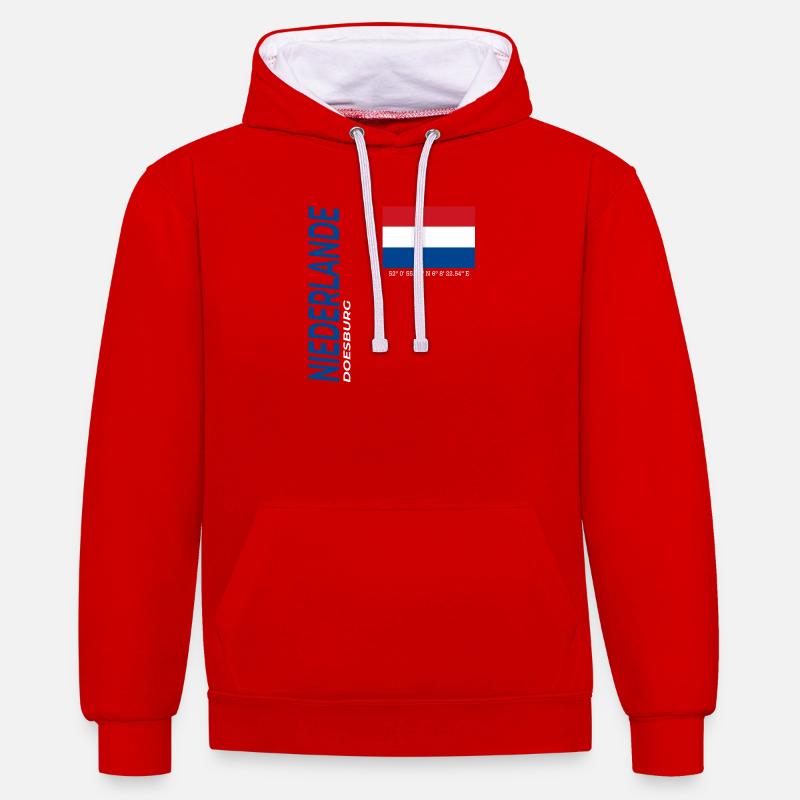 Doesburg - Sweat à capuche contrasté - rouge/blanc