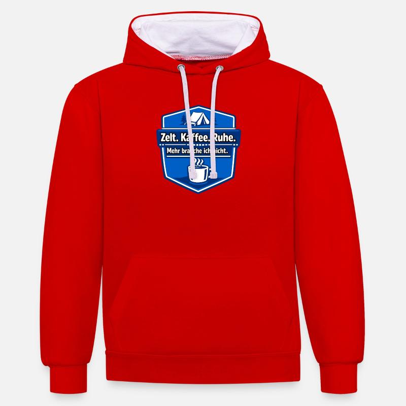 Dicton du camping-car - Sweat à capuche contrasté - rouge/blanc