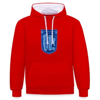 Motif de bouclier d’outil à rayons X - Sweat à capuche contrasté - rouge/blanc - Devant - Liana (172cm) & Jaron (178cm)
