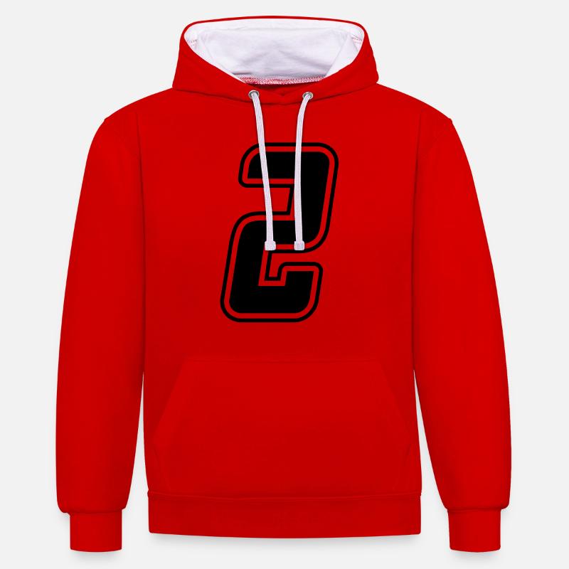 numero 2 - Sweat à capuche contrasté - rouge/blanc