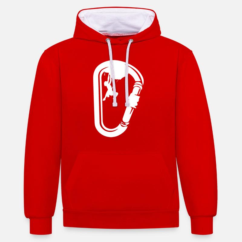 Escalade de bloc - Sweat à capuche contrasté - rouge/blanc