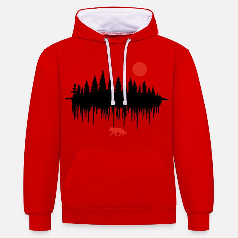 L'appel de la forêt (noir) - Sweat à capuche contrasté - rouge/blanc