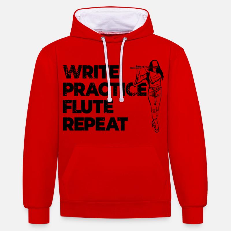 Citation de flûte de motivation - Sweat à capuche contrasté - rouge/blanc