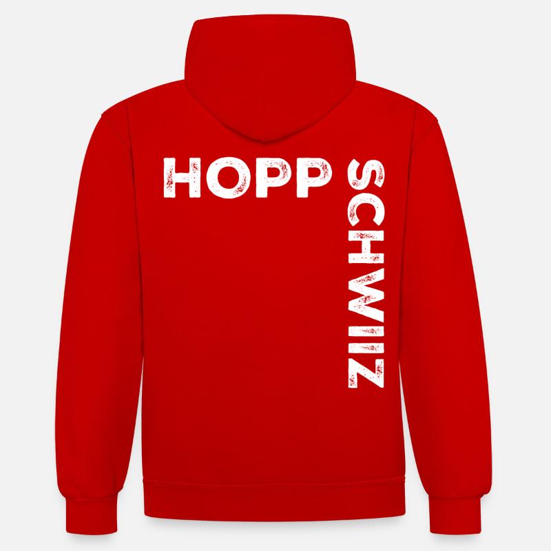 Hopp Schwiiz - Sweat à capuche contrasté - rouge/blanc