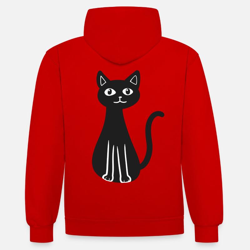 Chats Animaux animaux - Sweat à capuche contrasté - rouge/blanc
