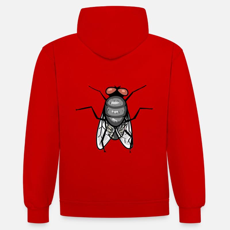 Mouche insectes Animaux - Sweat à capuche contrasté - rouge/blanc