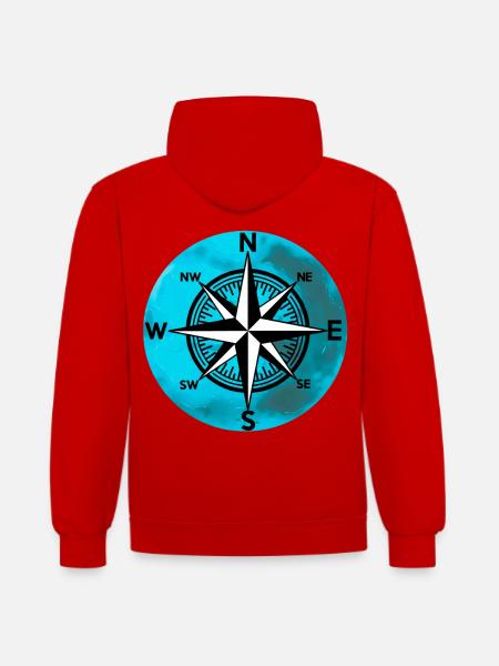 Kompass planeter Vindros Resa Nautisk expedition - Kontrastluvtröja - röd/vit