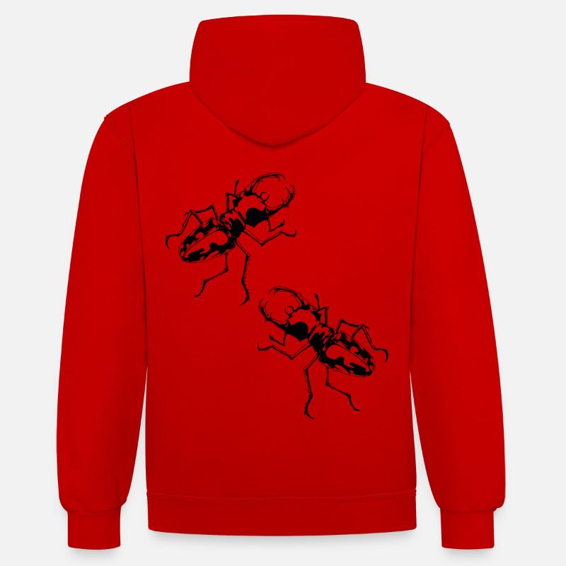 Hirschkaefer insecte insecte écologie nature - Sweat à capuche contrasté - rouge/blanc