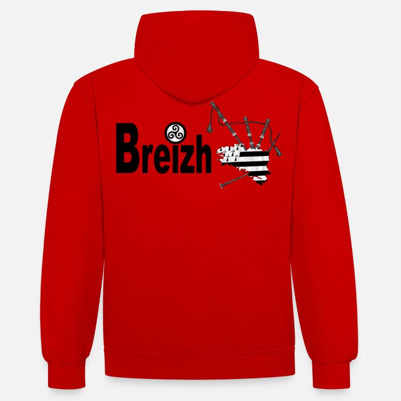 Breton bagpipe - Contrast hoodie - red/white