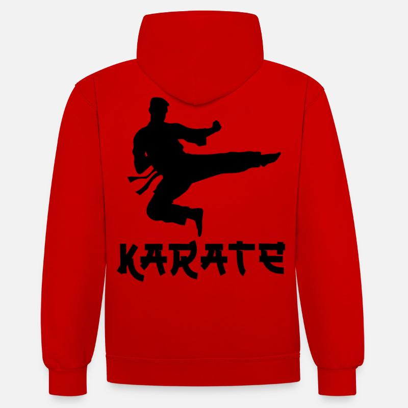 Karaté - Sweat à capuche contrasté - rouge/blanc