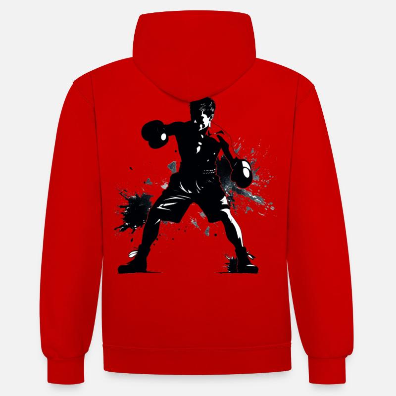 Boxe - Sweat à capuche contrasté - rouge/blanc