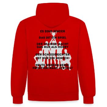 Fußball Regeln auf Fußballplatz für Eltern - Kontrast-Hoodie - Rot/Weiß - Hinten - Luana (180cm)