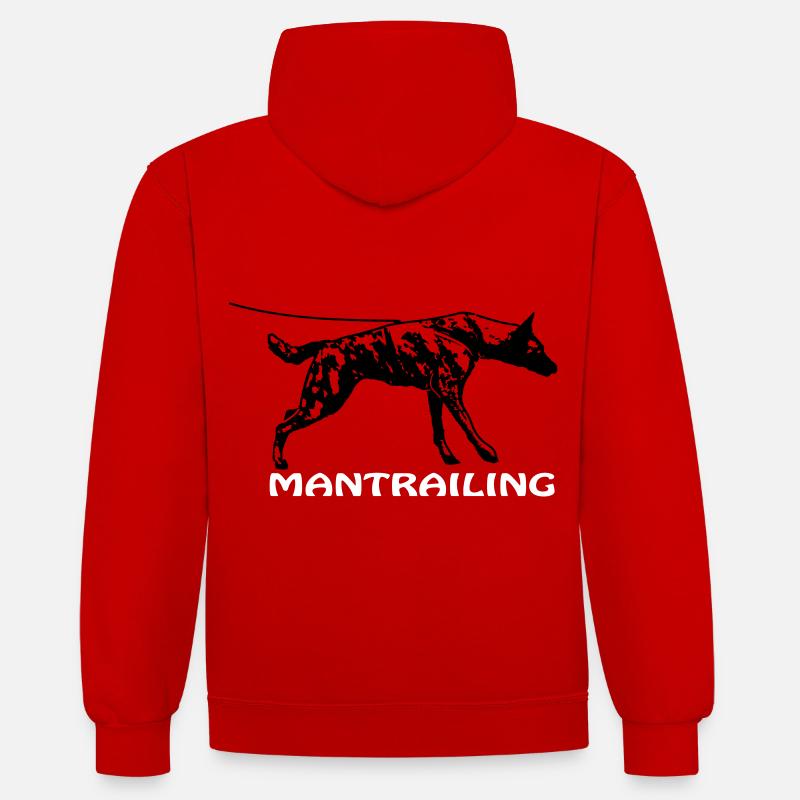 Mantrailing mit Holländischem Schäferhund - Kontrast-Hoodie - Rot/Weiß