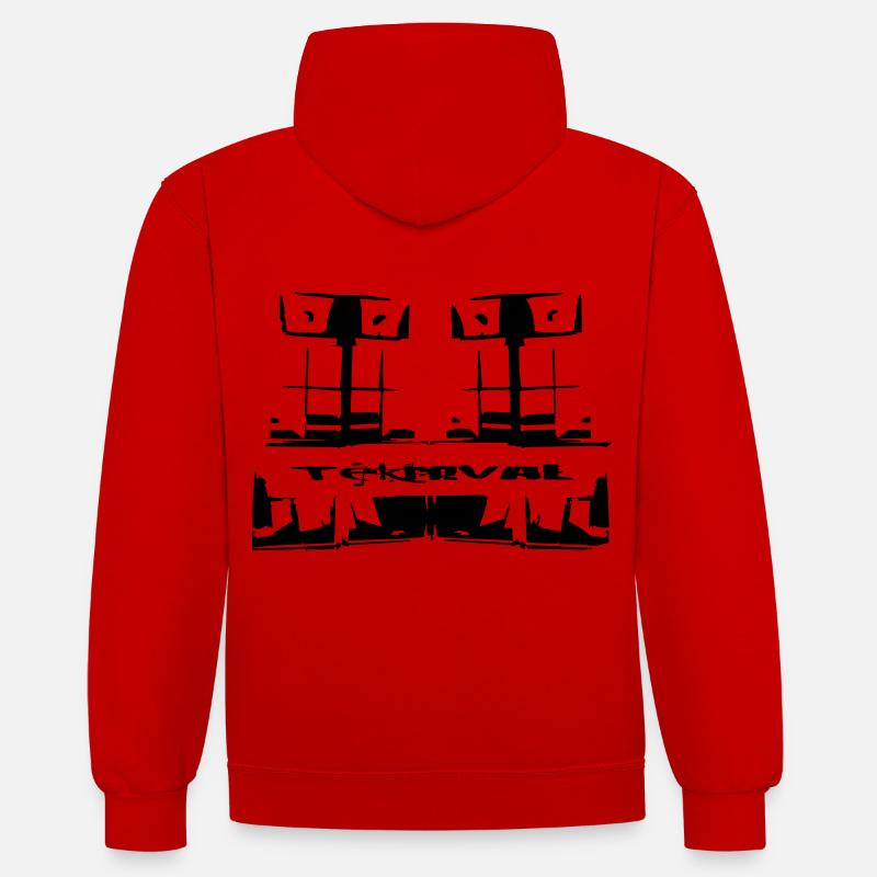 Système sonore Teknival - Sweat à capuche contrasté - rouge/blanc