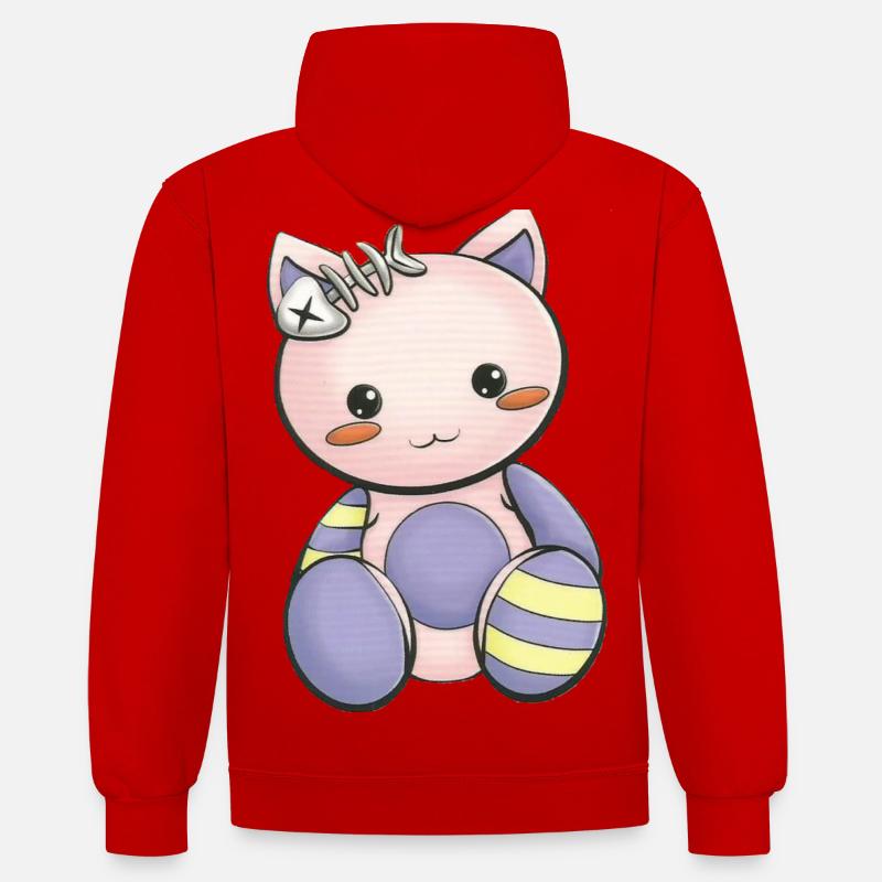 Mangas - Sweat à capuche contrasté - rouge/blanc