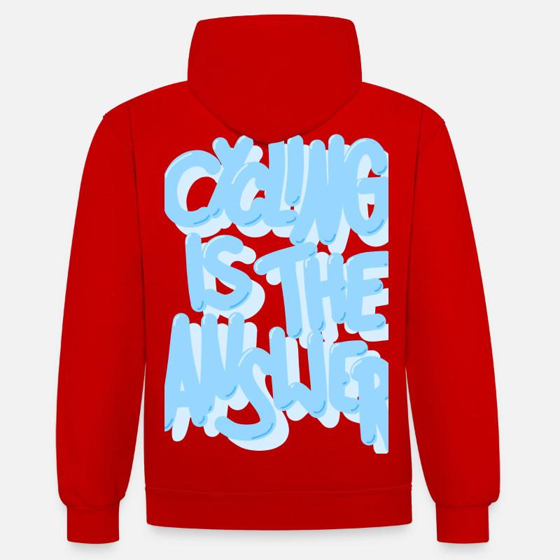 Cycling_is_the_answer_babyblau - Sweat à capuche contrasté - rouge/blanc