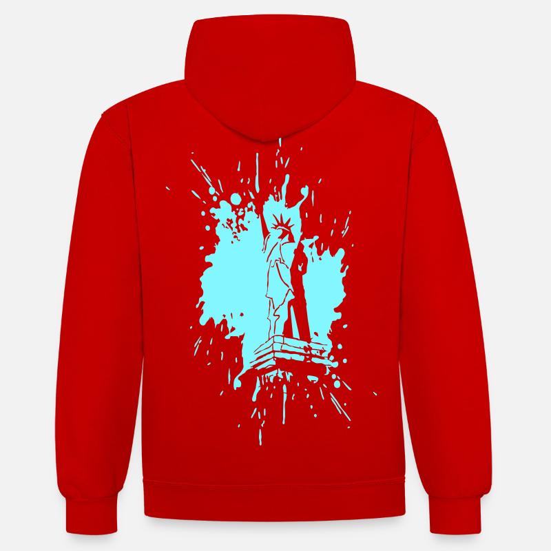 Freiheitsstatue in a Splash > Vectorgraphic - Kontrast-Hoodie - Rot/Weiß