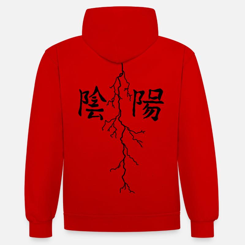 Conception de l’éclairage - Sweat à capuche contrasté - rouge/blanc