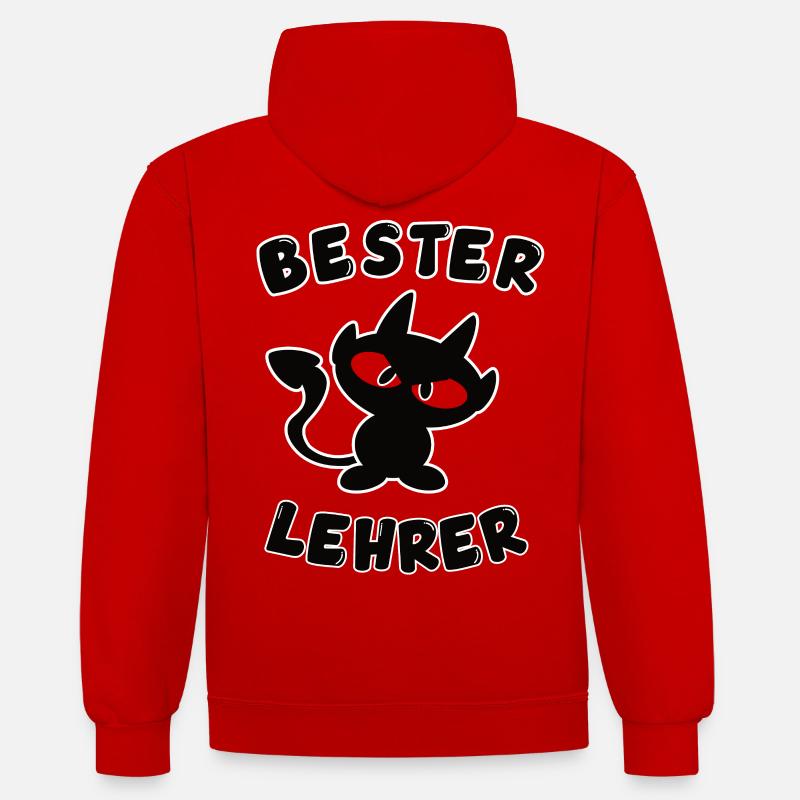 cooles bester Lehrer Design - Kontrast-Hoodie - Rot/Weiß