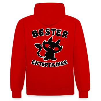 cooles bester Entertainer Design mit Teufelchen - Kontrast-Hoodie - Rot/Weiß - Hinten - Luana (180cm)