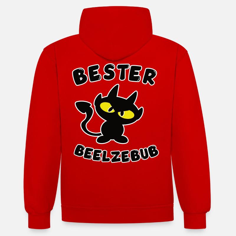 cool meilleur design de Belzébuth - Sweat à capuche contrasté - rouge/blanc