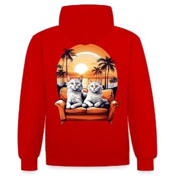 Chats au bord de la mer - Sweat à capuche contrasté - rouge/blanc - Dos - Luana (180cm)