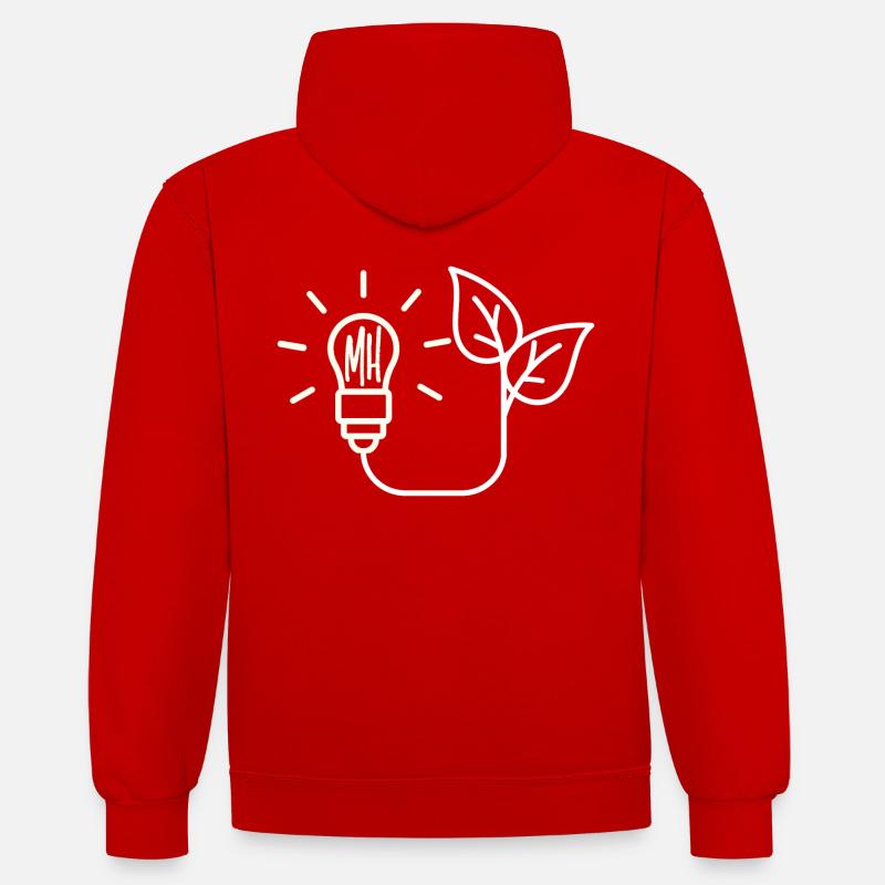 MaShSmall (Blanc) - Sweat à capuche contrasté - rouge/blanc
