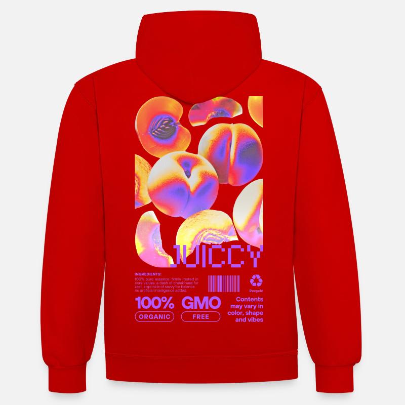 Déclaration pêche juteuse - Sweat à capuche contrasté - rouge/blanc