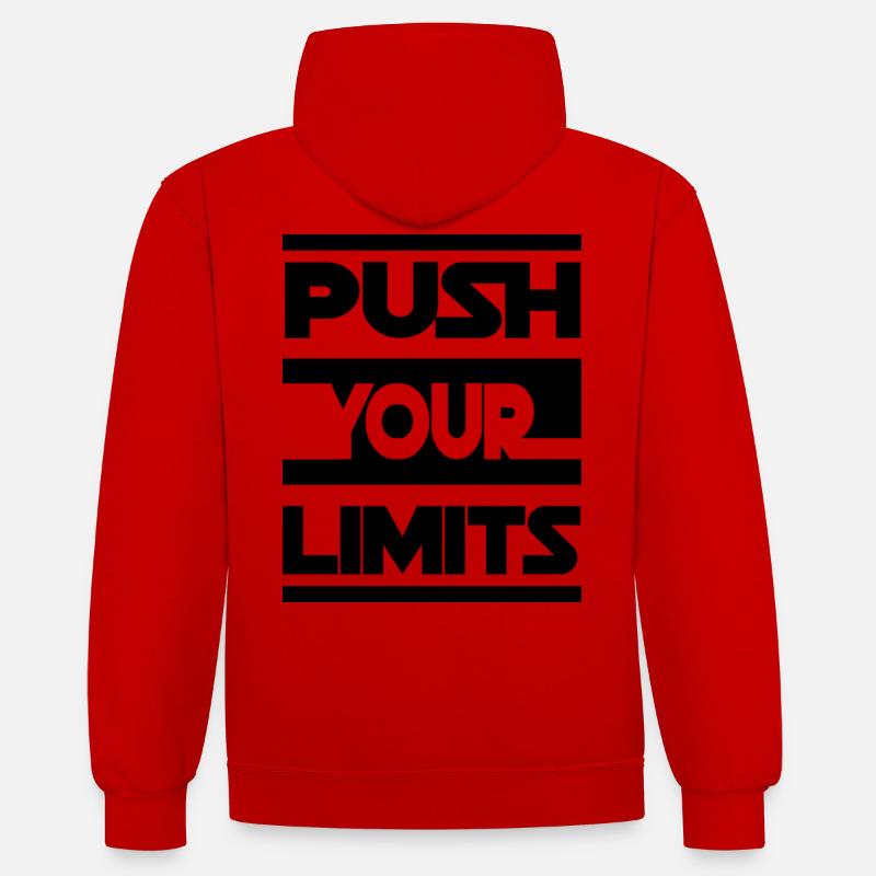PUSH YOUR LIMITS - Sweat à capuche contrasté - rouge/blanc