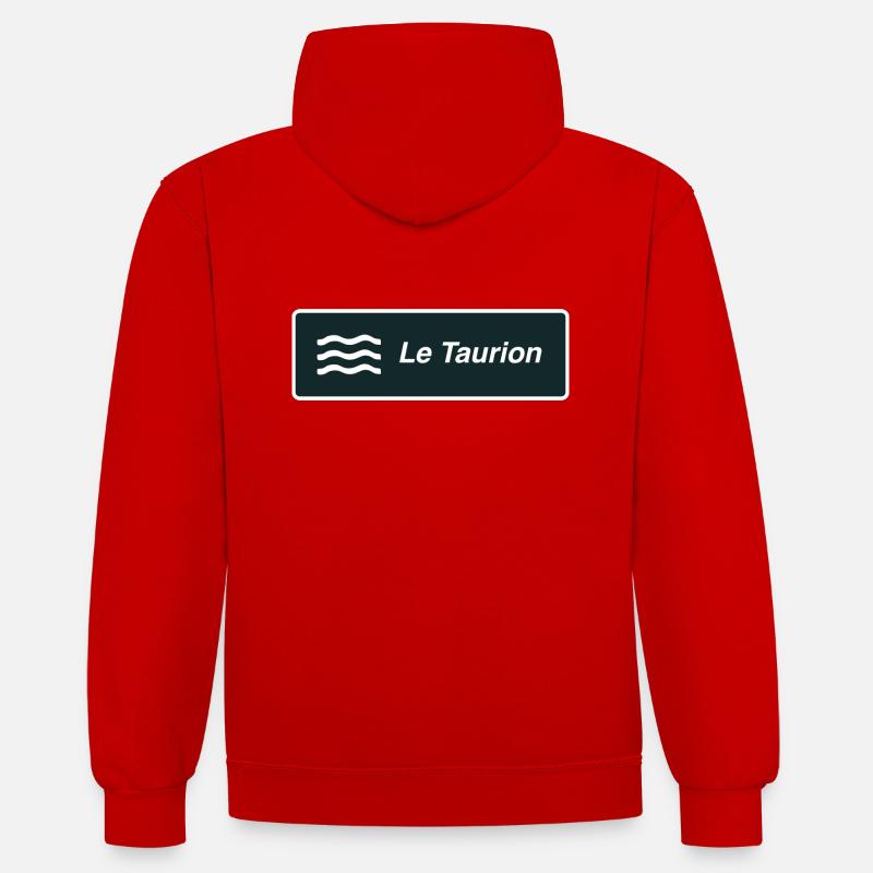 Panneau Le Taurion - Sweat à capuche contrasté - rouge/blanc