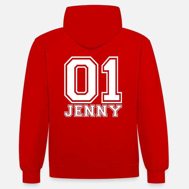 Jenny - Nom - Sweat à capuche contrasté - rouge/blanc