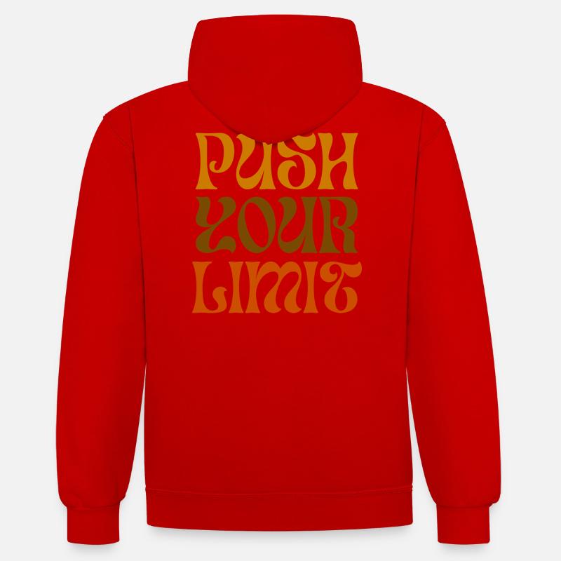 Repoussez vos limites Conception motivante - Sweat à capuche contrasté - rouge/blanc