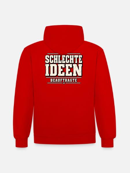 Schlechte Ideen Beauftragte – Polterabend - Kontrast-Hoodie - Rot/Weiß