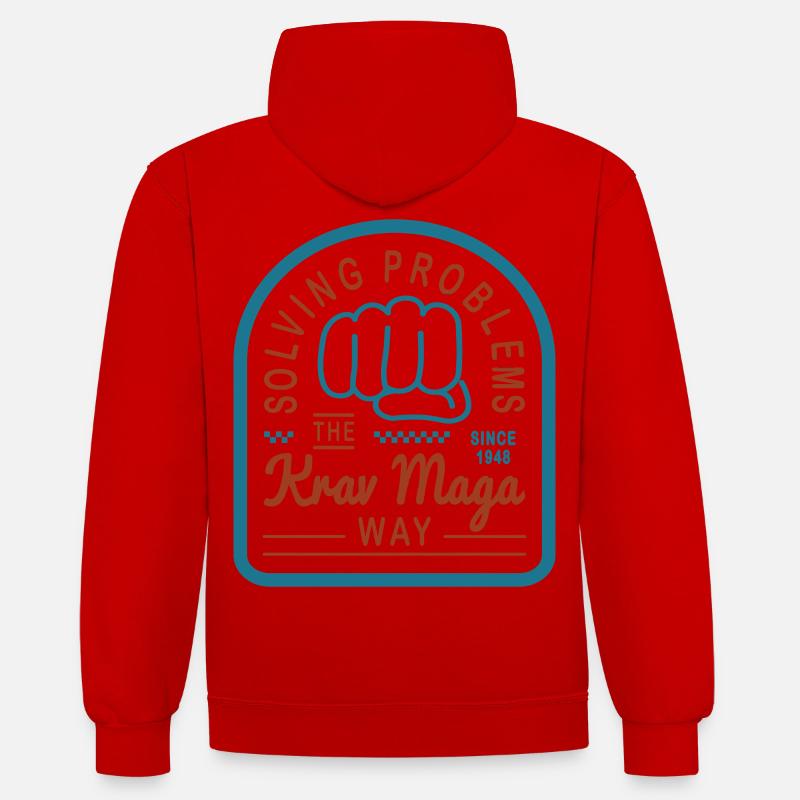 Solving problems the Krav Maga way - Kontrast-Hoodie - Rot/Weiß