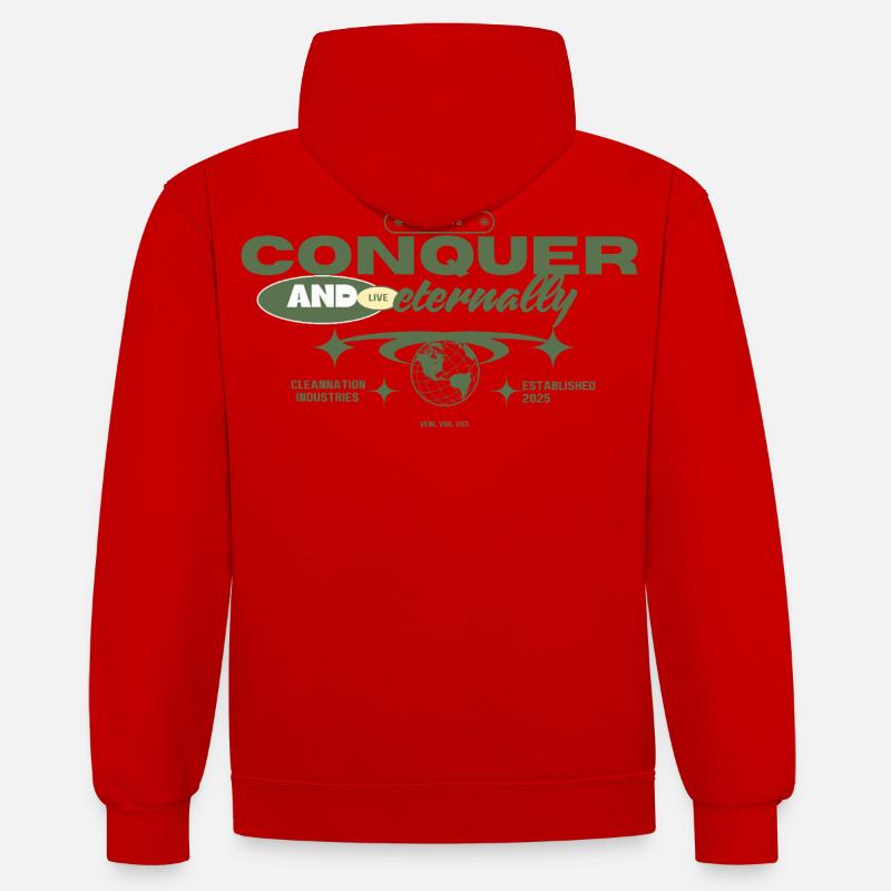 Conquer - Contrast hoodie - red/white
