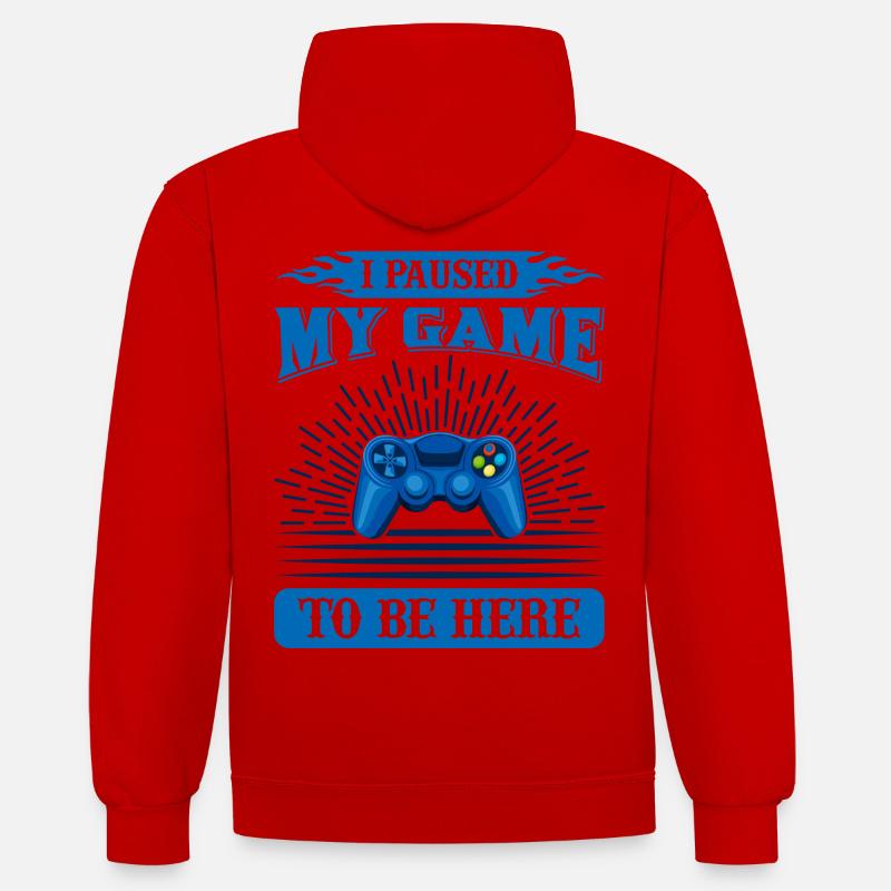 Conception personnalisée de Gamer Break - Sweat à capuche contrasté - rouge/blanc