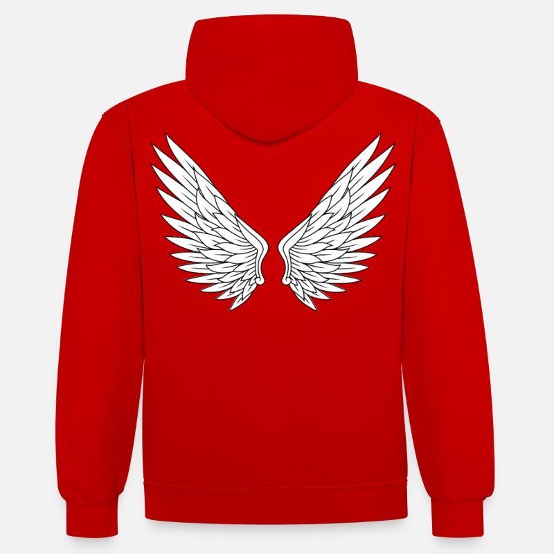 Style de ligne d’ailes d’ange - Sweat à capuche contrasté - rouge/blanc
