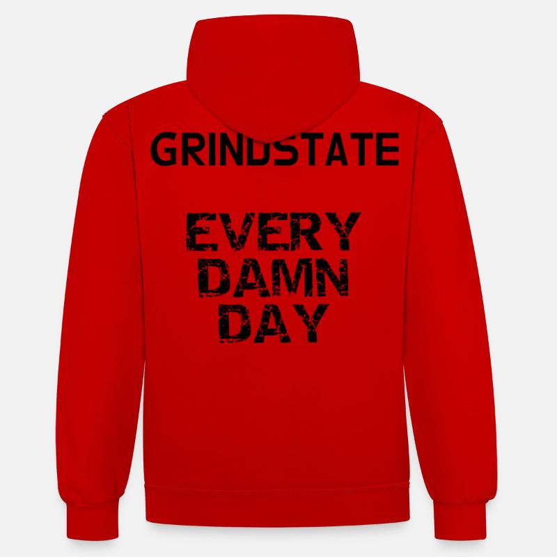 GRINDSTATE - Sweat à capuche contrasté - rouge/blanc
