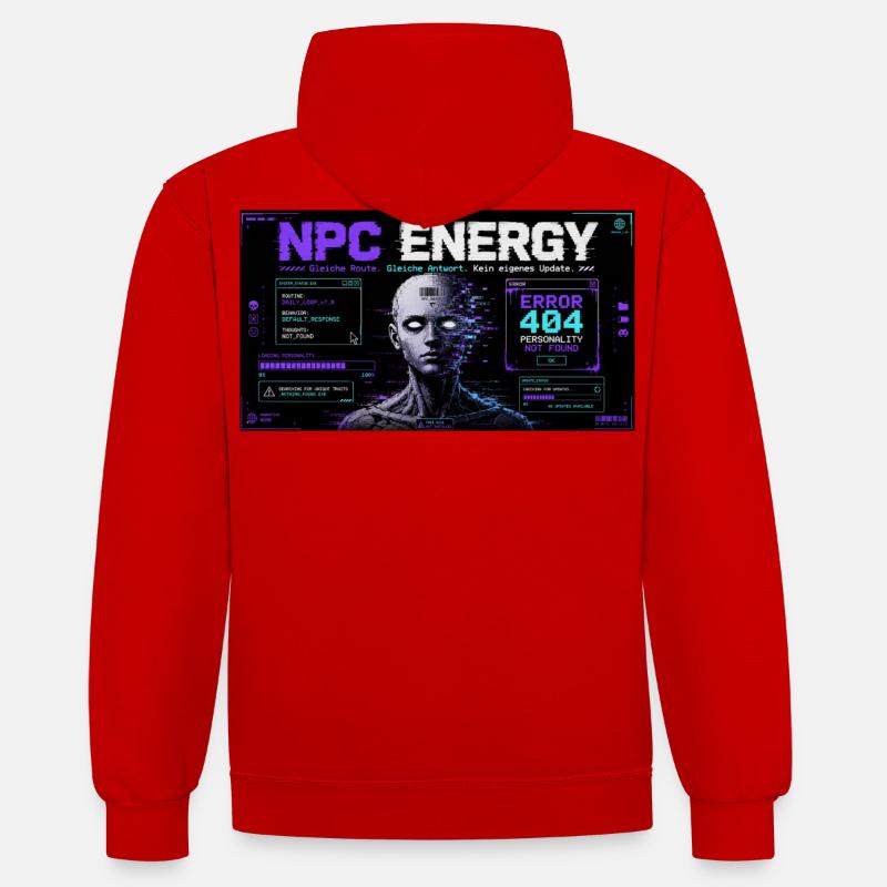 NPC ENERGY ERROR 404 - Kontrast-Hoodie - Rot/Weiß