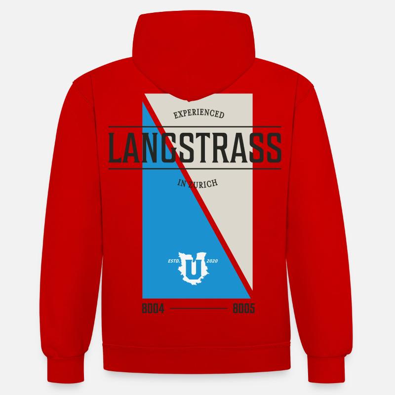 Zurich Langstrass Edition - Sweat à capuche contrasté - rouge/blanc