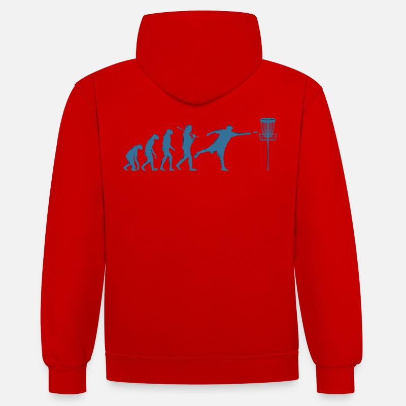 Disc Golf Evolution - Kontrast-Hoodie - Rot/Weiß